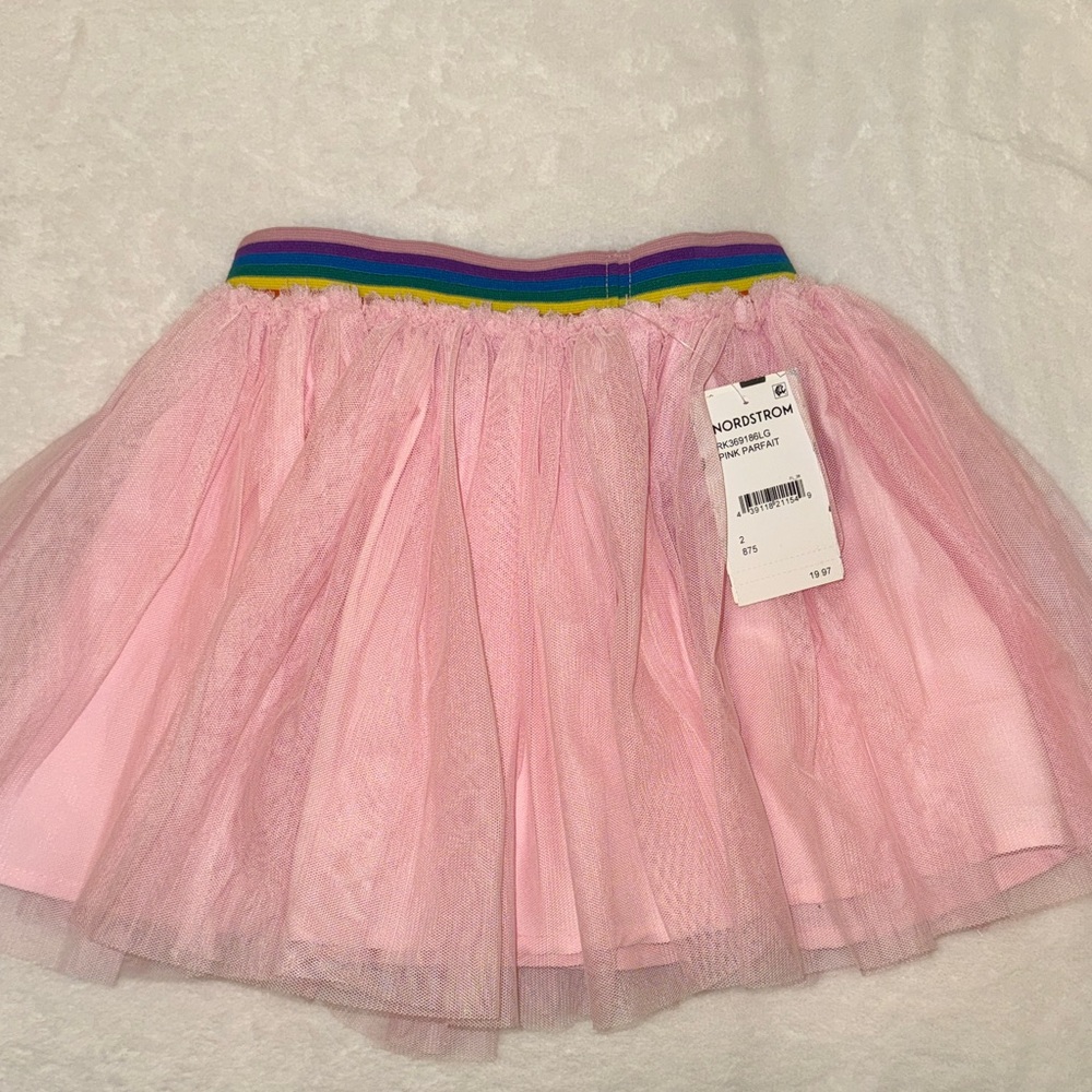 Nordstrom Pink Tulle Skirt with Rainbow Waistband